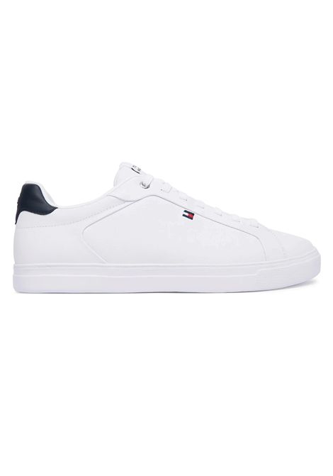 Scarpe tommy Hilfiger Icon Court Light Leather Bianco Nero Uomo TOMMY HILFIGER | Sneakers | FM0FM05946-YBS